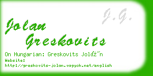 jolan greskovits business card